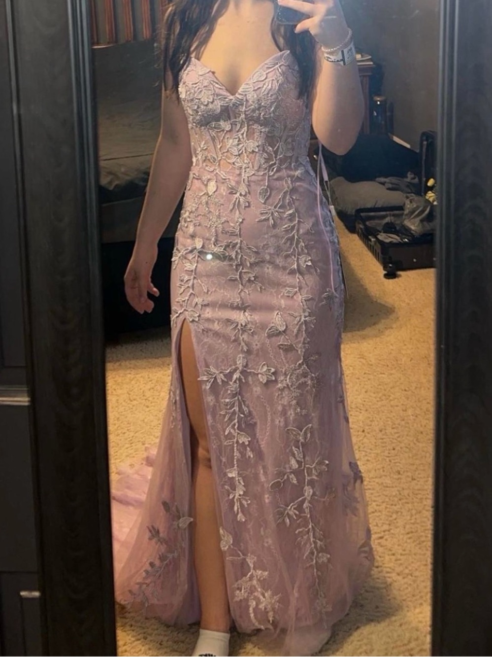 Purple Strapless Prom Dress